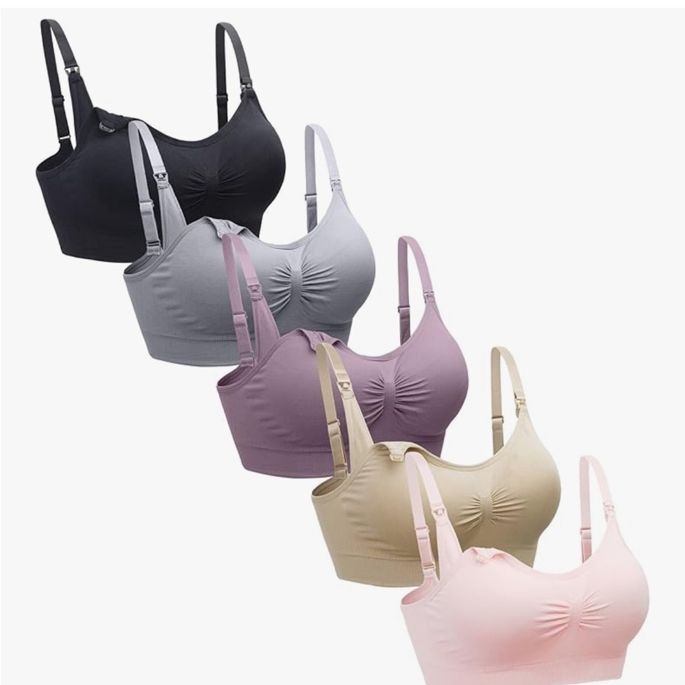 XL Nursing Bra Set - Black, Gray, Purple, Tan, Pink